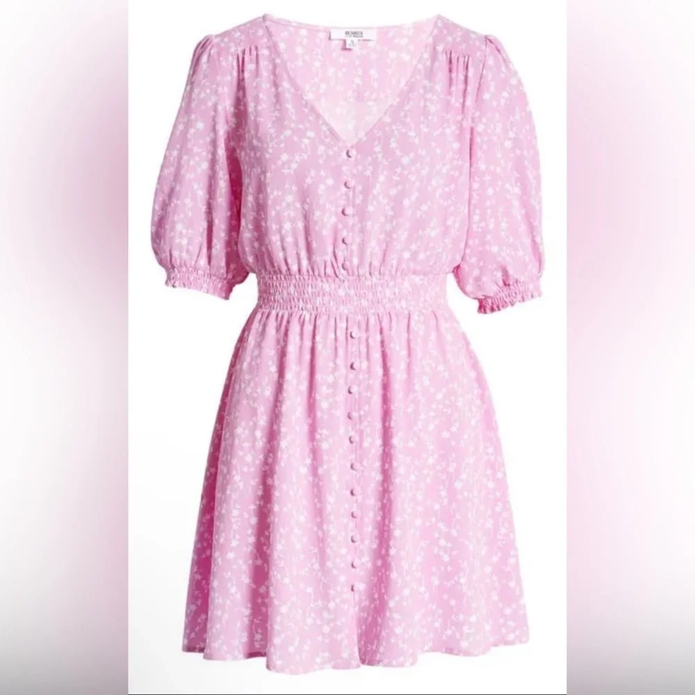 BB Dakota Steve Madden size XS Your Always Dress lavender floral puff sleeve - Picture 2 of 14